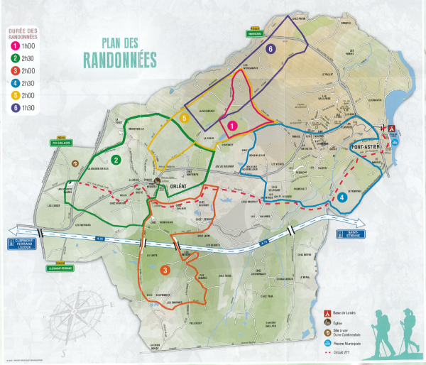 Orléat - Plan des randonnées