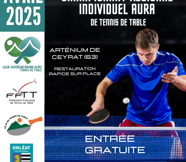 12 & 13 Avril : Championnat Régional de Tennis de Table